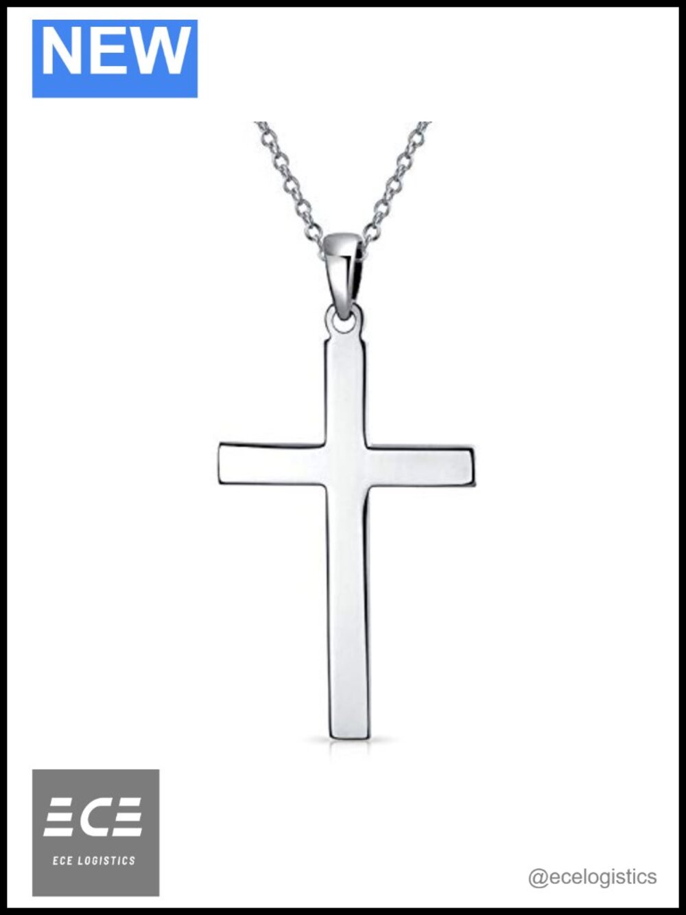 925 Sterling Silver Cross Pendant Necklace Adjustable 16-18 Inch